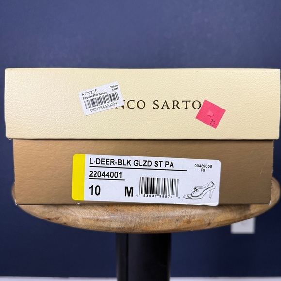 Franco Sarto Black Patent Leather Brogue Heels Oxford Pumps, Size 10 - Picture 8 of 8